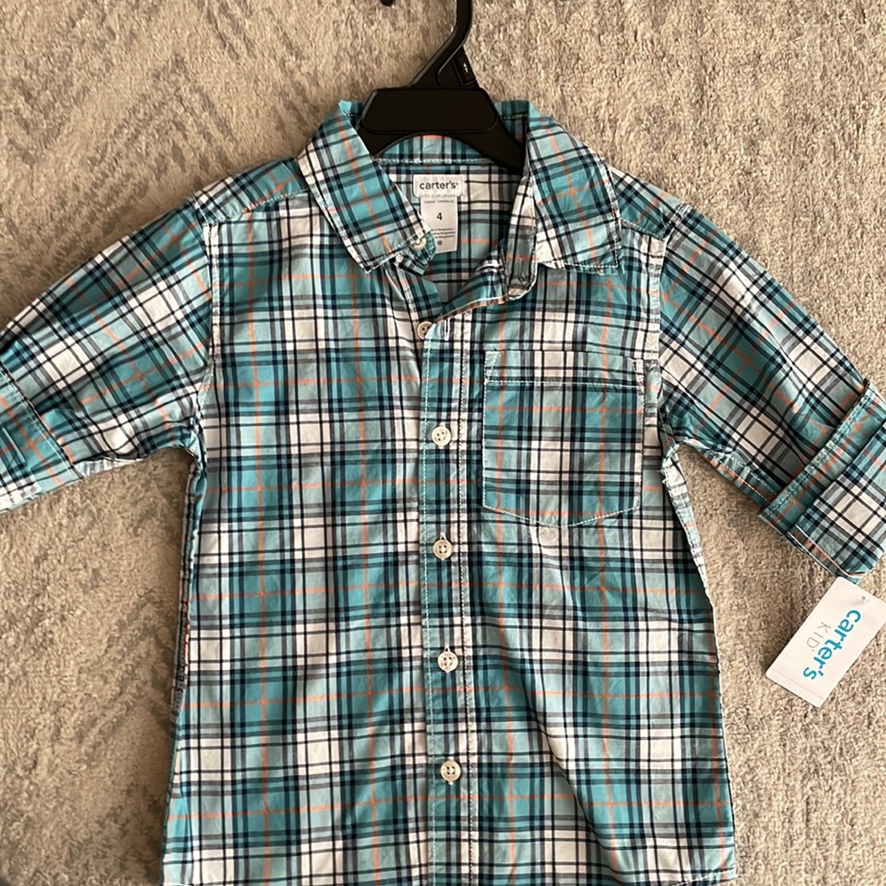 Carter’s Boys Plaid Button Down NWT